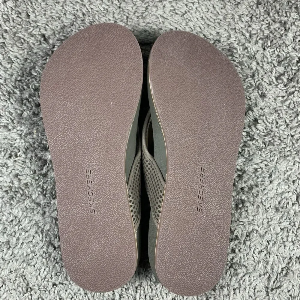 Skechers Flip Flops Sandals Mens 10 Relaxed Fit Memory Foam Brown Comfort